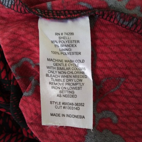 En Focus Red Black Print Dress Plus Size 20W Sleeveless Stretch Jersey Knit - Picture 5 of 5